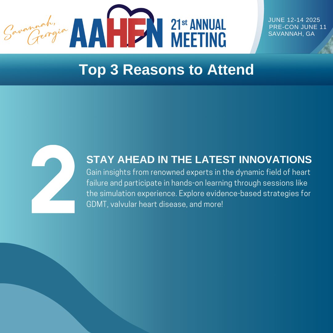 AAHFN's tweet photo. Join us in Savannah for the 2025 Annual Meeting! Here are the top 3 reasons you should attend.

https://t.co/jt1WR6lbXf
#AAHFN2024 https://t.co/fiIyueR3ZF