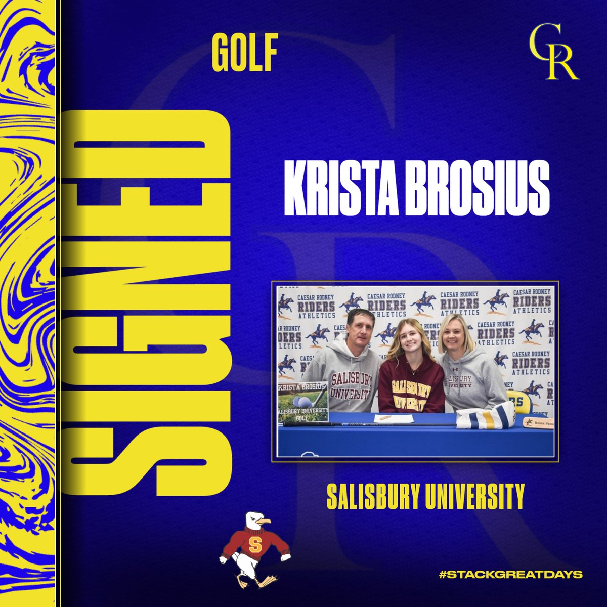 🚨🚨 SIGNING ALERT 🚨🚨

Congratulations to Krista Brosius who will be attending Salisbury University in the fall!!

Go Krista and Go Riders!! ⛳️⛳️