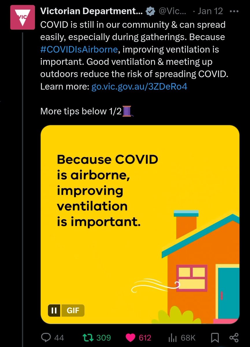 Things other countries' public health authorities inform their citizens about but <a href="/HSELive/">HSE Ireland</a>/<a href="/CMOIreland/">Chief Medical Officer</a> /<a href="/DonnellyStephen/">Stephen Donnelly</a>/<a href="/SimonHarrisTD/">Simon Harris TD</a> don't while trying to convince us covid isn't a problem anymore and denying us vaccines and antivirals and clean air in classrooms

🇦🇺 Jan 2025