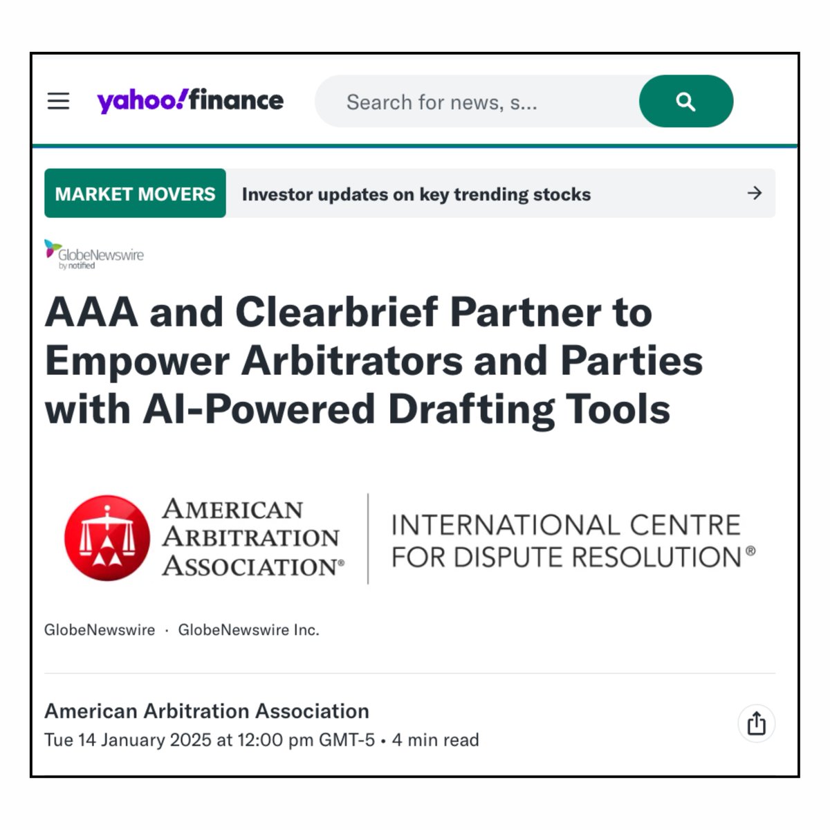 Clearbrief (@clearbriefai) on Twitter photo Big News: <a href="/ADRorg/">American Arbitration Association</a> arbitrators and parties to AAA cases will get access to Clearbrief for their legal writing, modernizing the justice system!
Try Clearbrief today so you’re ready for your next case with an American Arbitration Association arbitrator! Big News: <a href="/ADRorg/">American Arbitration Association</a> arbitrators and parties to AAA cases will get access to Clearbrief for their legal writing, modernizing the justice system!
Try Clearbrief today so you’re ready for your next case with an American Arbitration Association arbitrator!