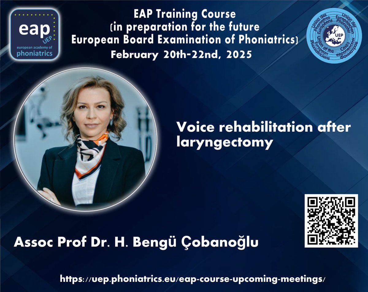 The European Academy of Phoniatrics is proud to welcome you to the EAP Training Course at Medical University Vienna in Vienna on February 20th-22nd 2025: bit.ly/EAPVienna2025 #phoniatrics #voice #training #earnosethroat #swallowing #speechandlanguage #hearing