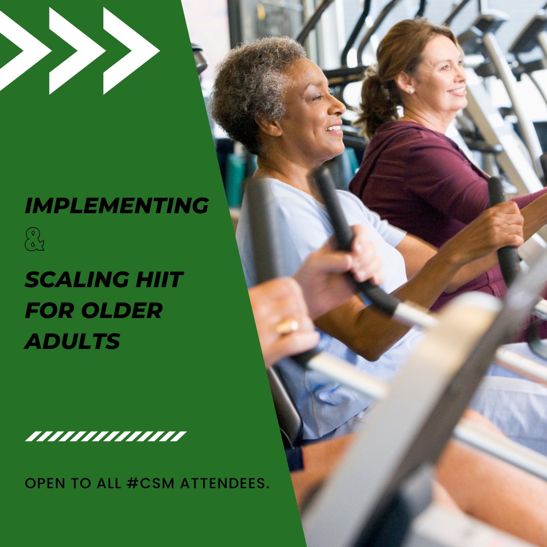 APTA_Geriatrics's tweet photo. Implementing &amp; Scaling HIIT for Older Adults - new to CSM in 2025!

📅 Thursday, Feb. 13
⏰ 10:15-11:00 AM CST  

Learn how to adapt HIIT for older adults in a functional fitness gym. Open to all attendees—sign the waiver to participate!  

Sign Up: https://t.co/06PuOHBCQ9 https://t.co/IiqsJxgbYg