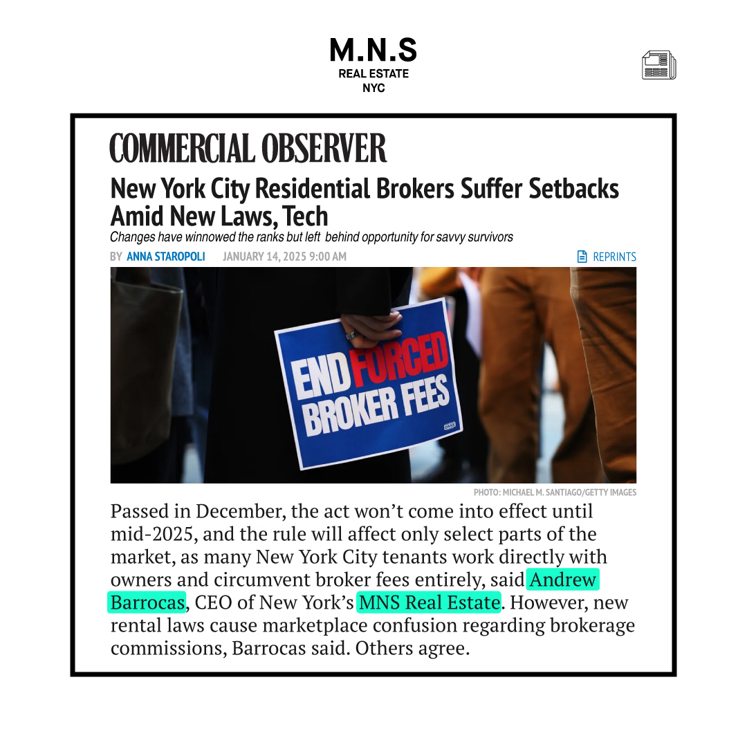 Check out MNS' CEO, <a href="/andrewbarrocas/">Andrew Barrocas</a> mentioned in @commerical_observer

Read the full article at mns.com/press
.
#mnsrealestate #mnspress #mnsrealestate #nycrentals #brokerfee