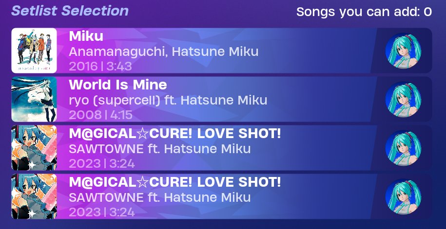 xondeyaa's tweet image. if only there was a fourth miku song so i could have a perfect queue full of unique miku songs....