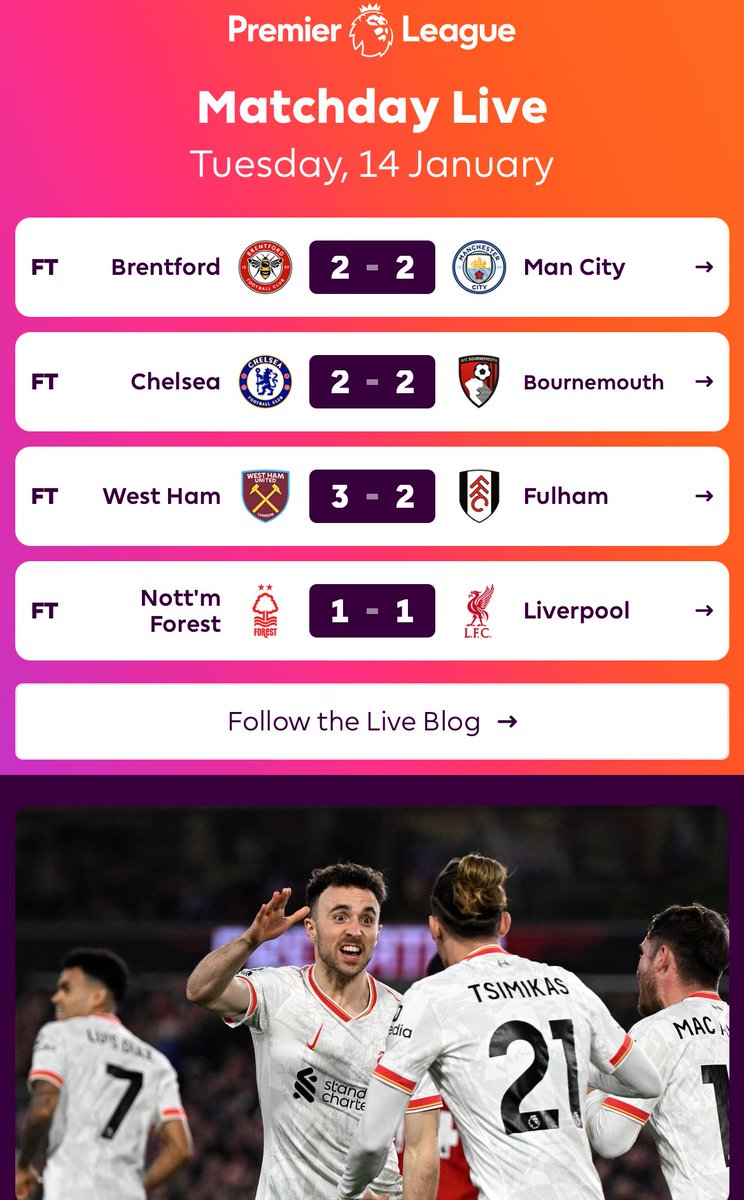 Con apenas 20 segundos en el campo, Tsimikas y Jota se combinaron para rescatar el empate de Liverpool en City Ground

Empatan Chelsea y City… Arsenal puede acercarse a pelear el título si vence a Tottenham

Los esperamos mañana en el derby del norte de Londres por <a href="/FOXSportsMX/">FOX Sports MX</a>