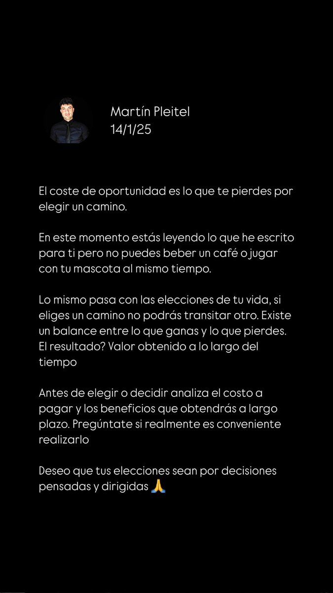 Deseo que tus elecciones sean por decisiones pensadas y dirigidas