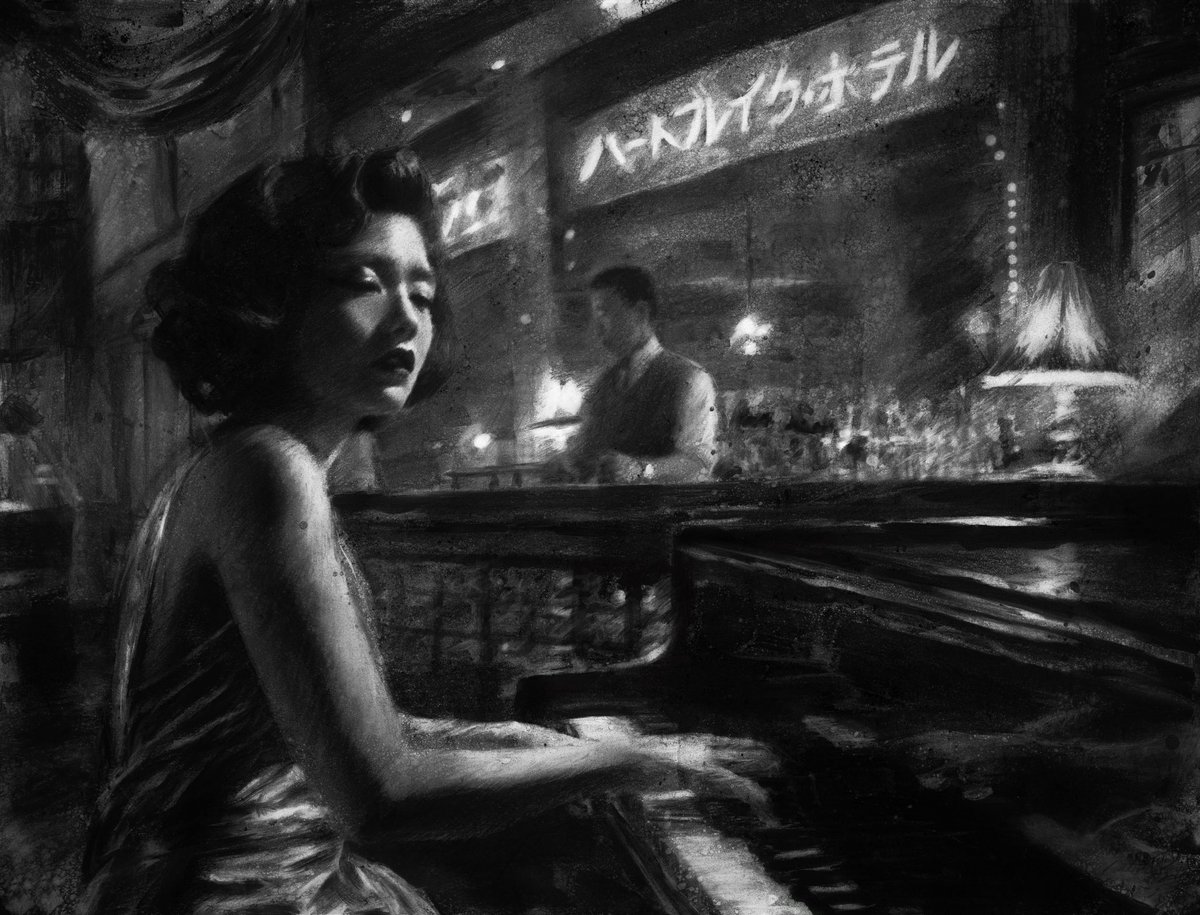 Her fingers hover over the keys,
each note a whisper of what’s already gone. In the glow of the Heartbreak Hotel,
she plays for ghosts.

‘Heartbreak Hotel’ – charcoal drawing on paper. 

•
•
#art #drawing #artcollector #fineart #ArtistOnX