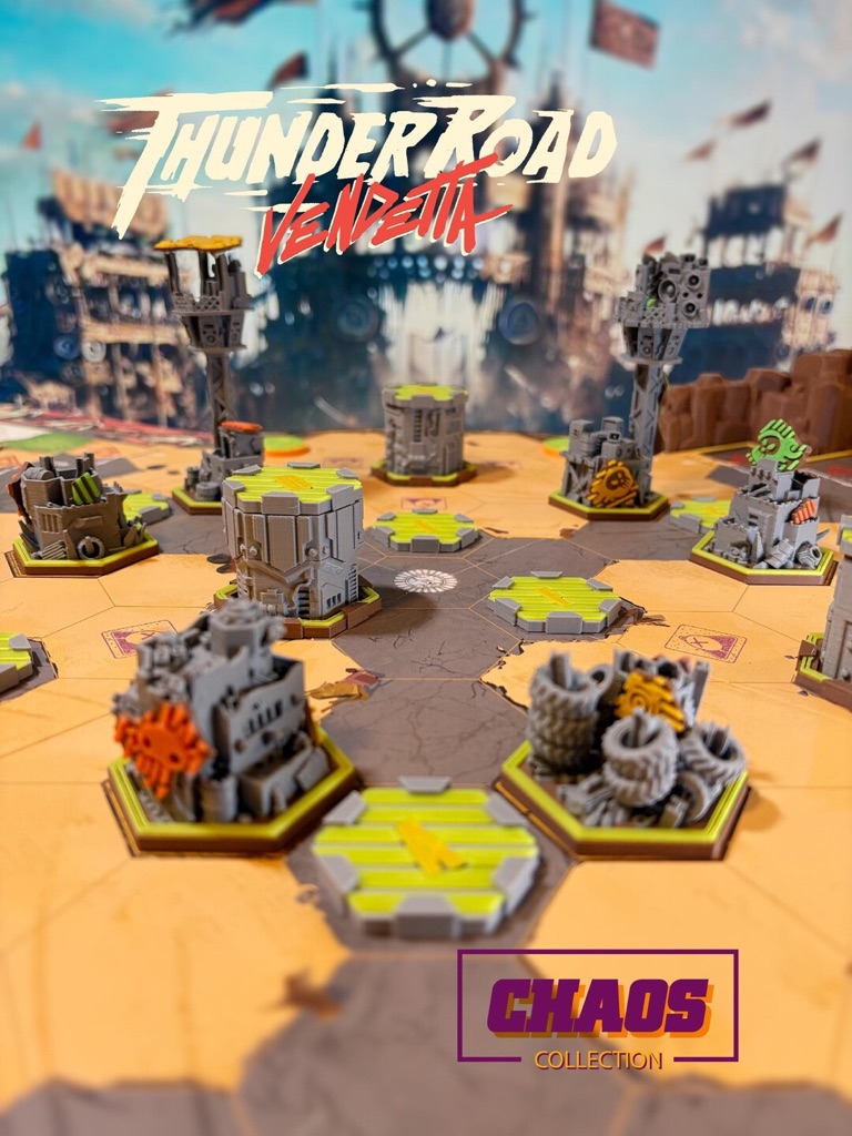 Excited to be partnering with <a href="/AdrenaCreative/">Adrena Creative</a> for licensed, 3D-printed upgrades for your Thunder Road: Vendetta game. Now with amazing, blacklight-activated pieces and custom rules for the new Carnival of Chaos expansion.

Check out their TRV store here: etsy.com/shop/adrenacre…