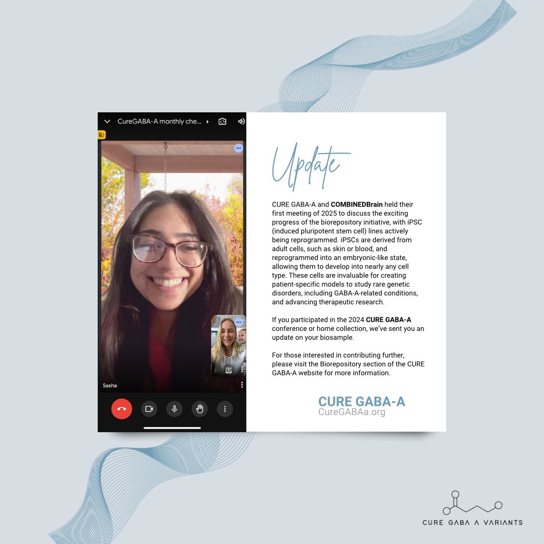 CURE GABA-A | Biorepository Update 

We are please to share that CURE GABA-A and COMBINEDBrain held our first meeting of 2025 to discuss the progress of the biorepository initiative.

curegabaa.org/bio-sample-for…

#CUREGABAA #COMBINEDBrain