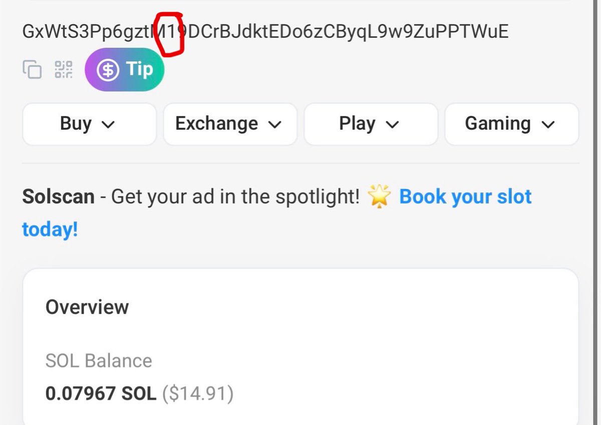 hensitv's tweet photo. @TeTheGamer Legit just sent my last 15 Bucks to the wrong addy 💀 
Id use it to get Rich in 2025 🥶

The correct one has an i Instrad of 1
Never copying an address from a screenshot again 

GxWtS3Pp6gztMi9DCrBJdktEDo6zCByqL9w9ZuPPTWuE https://t.co/HiSxyR2pMJ