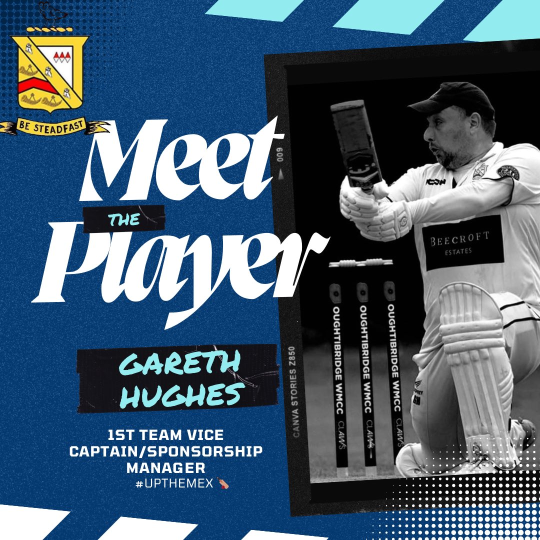 📢Meet The Player : Gareth Hughes 🏏

We’re exited to introduce Gareth our 1st Team Vice Captain / Sponsorship Manager for Mexborough. 
Thank you K9 PRIME CSL Data Services CohnReznick Harte Consulting for sponsoring Gareth  this season .

🌟 About Gareth :

Name: Gareth Hughes