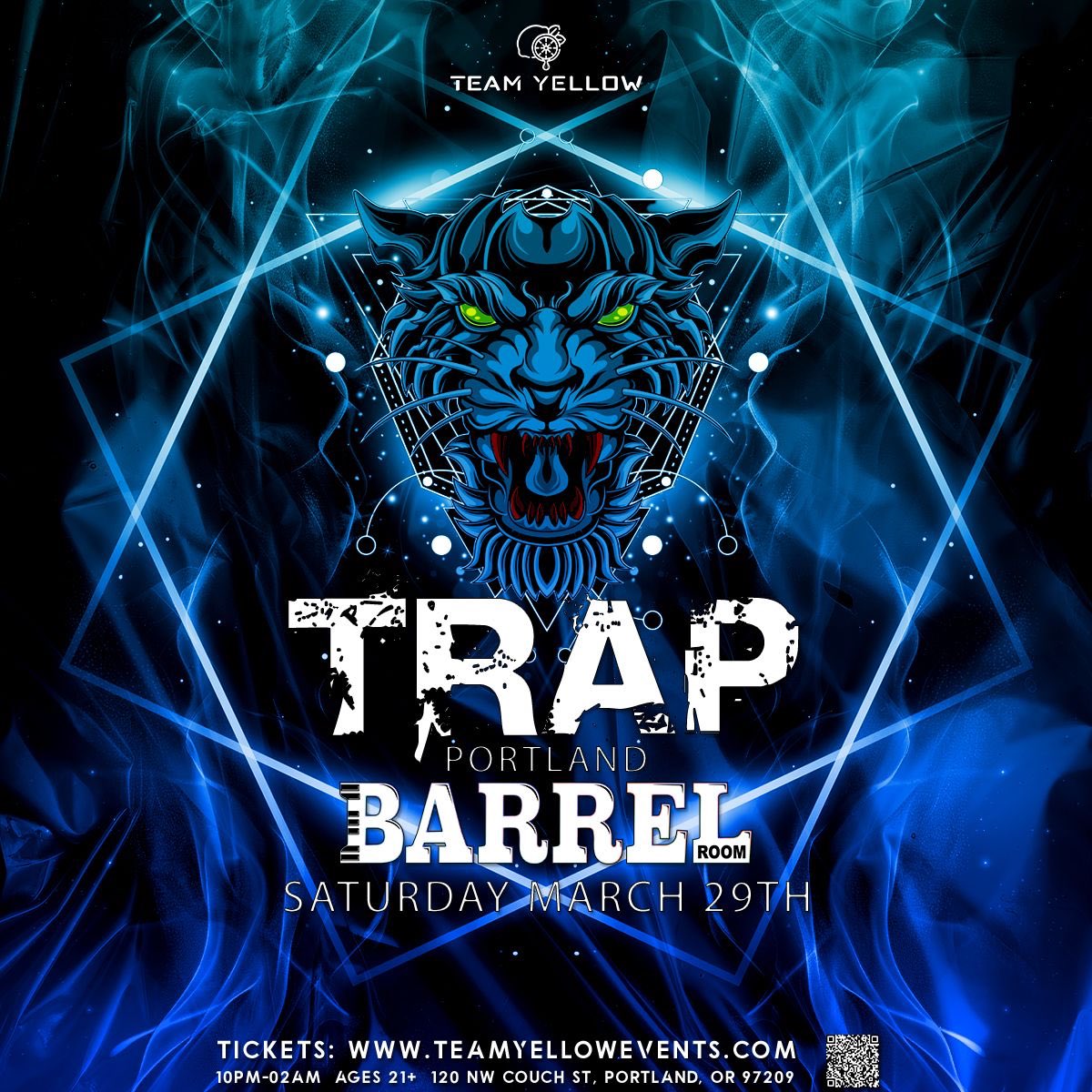 💰 TEAM YELLOW: TRAP PORTLAND 💰
📍 Barrel Room (Former Whiskey Bar)
📅 Sat, March 29 | 🕒 Doors 10 PM | 21+

🎧 DJ Tempest dropping bass-heavy Trap &amp; Future Bass
💃 GoGo dancers | 🎨 Live art | 🛍️ Vendors | 🍹 Specialty cocktails

#TrapPortland #TeamYellowEvents #FutureBass