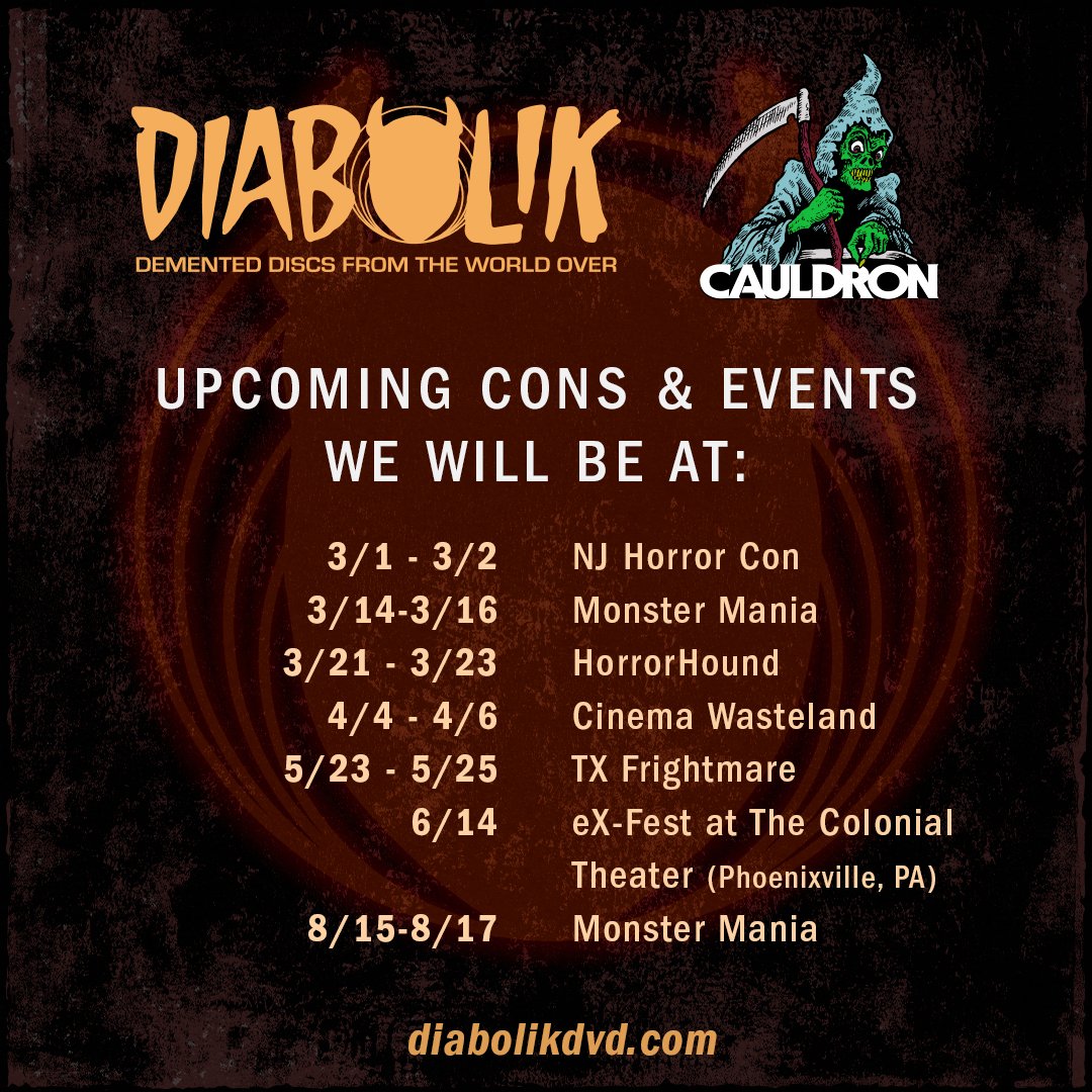 diabolikdvd's tweet image. Upcoming Cons &amp;amp; Events DiabolikDVD &amp;amp; Cauldron Films will be at! @cauldron_films

#diabolikdvd #cauldronfilms #physicalmediaadvocates