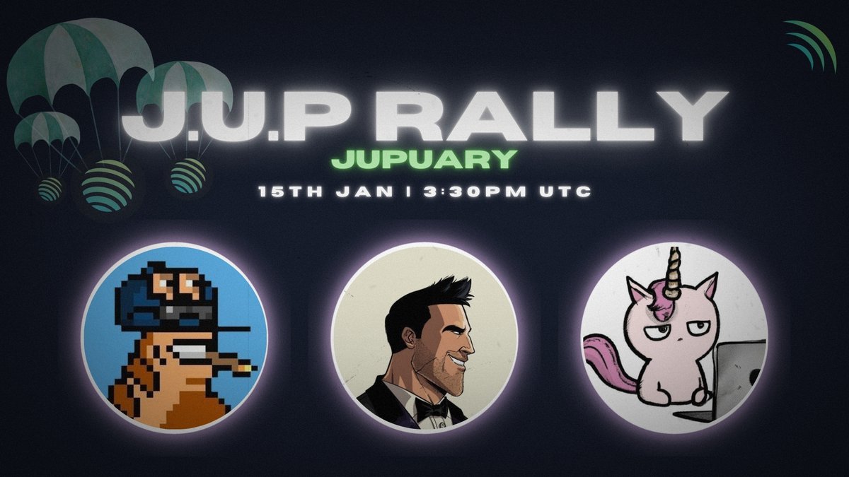 jup_uplink's tweet photo. J.U.P RALLY 🚨

Jupuary Special with Updates to distribution changes and allocation checker!

Superhost @kashdhanda 
@SlorgoftheSlugs & @9yointern 

📅 15th Jan 2025
⏰ 3:30pm UTC