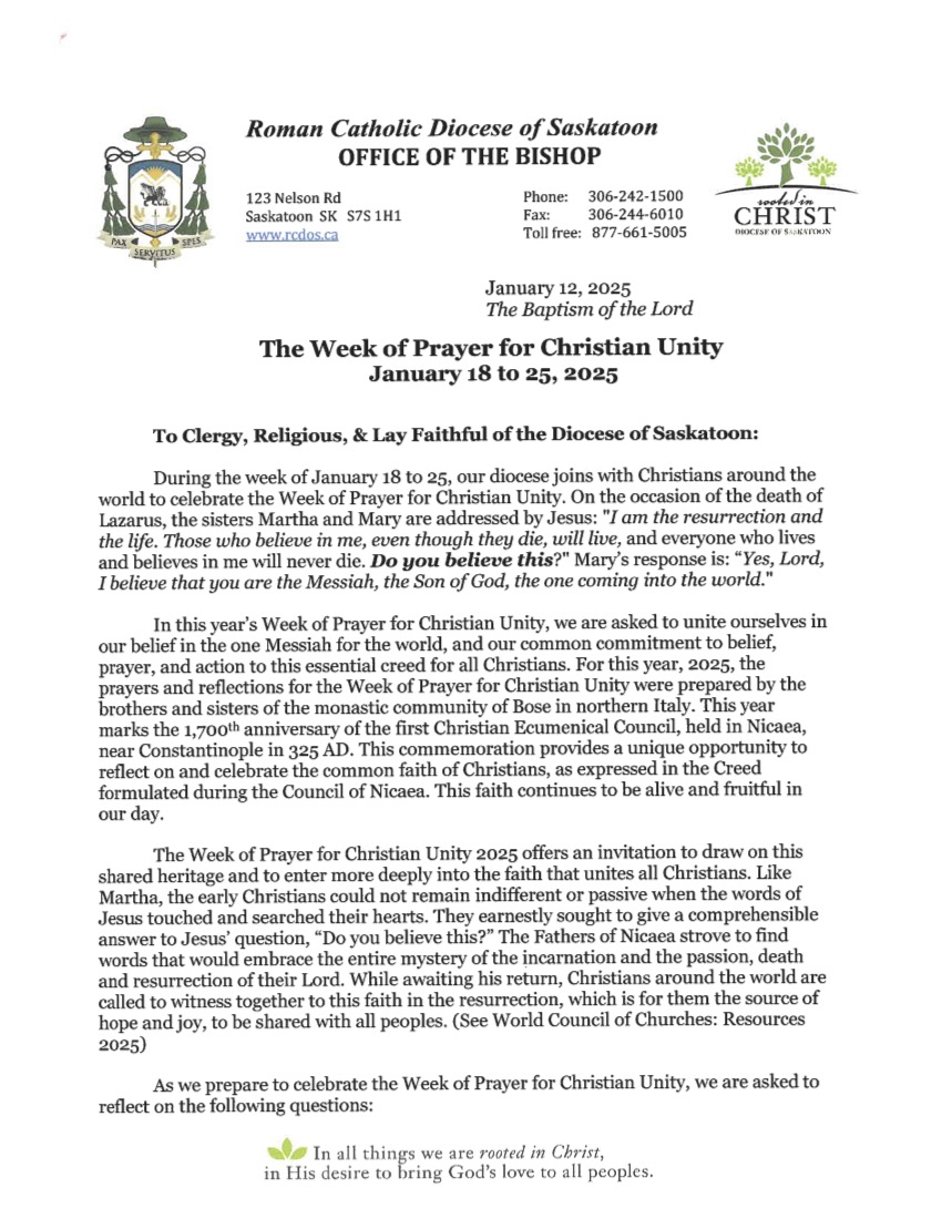 saskatooncath's tweet photo. Bishop Mark Hagemoen's message for Week of Prayer for Christian Unity Jan. 18-25: find a link to the letter and a schedule of local events Jan. 18 -26 at: https://t.co/zkxcA3igA3
Find resources for the #WeekofPrayerforChristianUnity at: https://t.co/3sihnK2HGY https://t.co/0w3jB8n69g