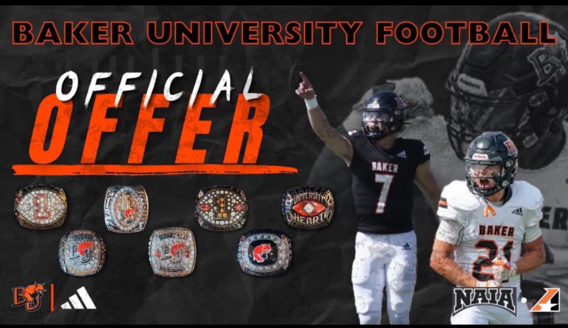 Michael Ward (@michaelward08) on Twitter photo Beyond blessed to receive an offer from <a href="/BakerU_Football/">Baker University Football</a>!! Thank you to <a href="/CoachMRegalado/">Miguel Regalado</a> and his entire staff for an amazing visit! 🟠⚫️ Beyond blessed to receive an offer from <a href="/BakerU_Football/">Baker University Football</a>!! Thank you to <a href="/CoachMRegalado/">Miguel Regalado</a> and his entire staff for an amazing visit! 🟠⚫️