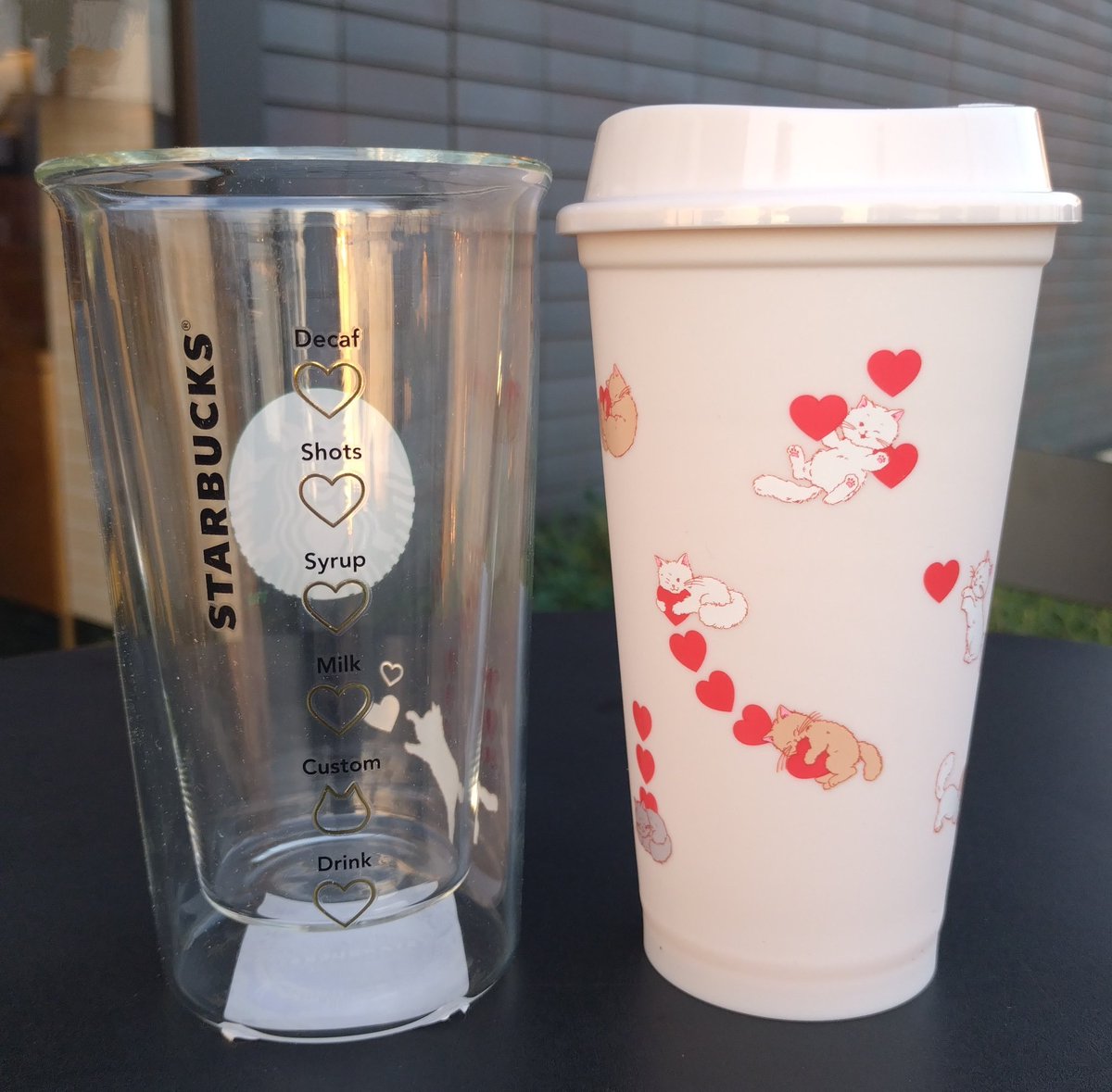 スターバックス バレンタイン2025 耐熱ダブルウォールグラス 2種セット