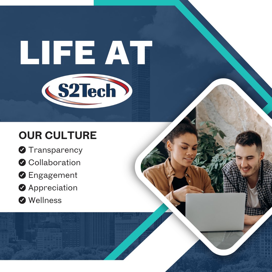 💼 Life at S2Tech💙

At S2Tech, our culture is more than just a buzzword — it’s what sets us apart! We prioritize people, partnerships, and purpose. 🚀

Learn more at: s2tech.com/about-us/

#LifeAtS2Tech #CompanyCulture #Teamwork #EmployeeWellbeing #CareerGrowth
