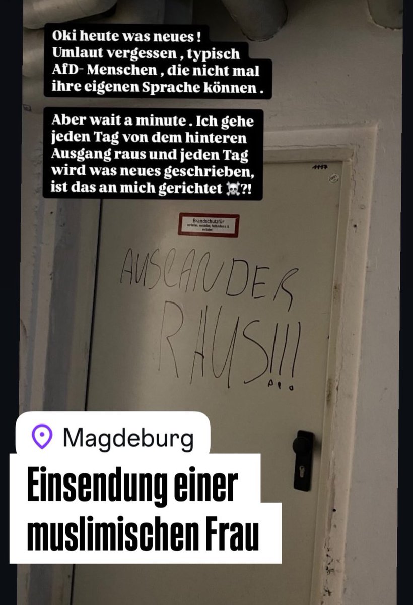 In Magdeburg beschmieren Nazis &amp; Rassisten die Türen von muslimischen Menschen und bedrohen sie. Nach dem Anschlag auf den Weihnachtsmarkt herrscht Pogromstimmung. Rassisten fühlen sich durch die Hetze der bürgerlichen Parteien zur Jagd auf Menschen motiviert #hartaberfair