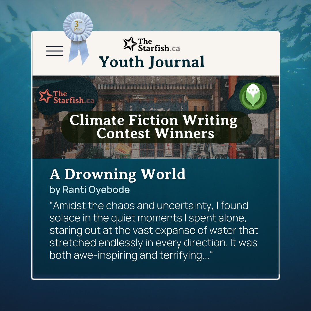 🌍✨ The Junior Division winners of The Green Society x The Starfish Climate Fiction Writing Contest are here!

📖 Read their stories: thestarfish.ca/journal

#ClimateFiction #YouthVoices #WritingContest