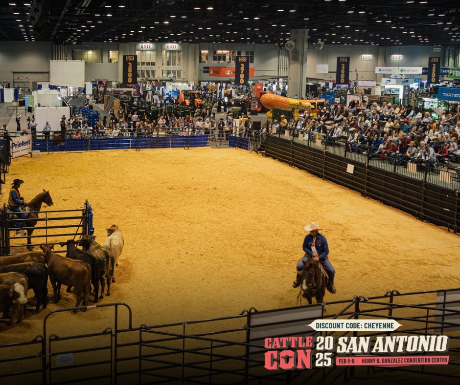 TwoSparksCC's tweet photo. Happy #TradeshowTuesday!
Did you know that the NCBA Tradeshow is ACRES wide? In the heart of the tradeshow lies the arena demonstrations with live cattle so producers can not only listen to education sessions but watch them in action! #CattleCon25 #cattlecon #NCBA #NCBATradeShow https://t.co/X1a3y1H3DV