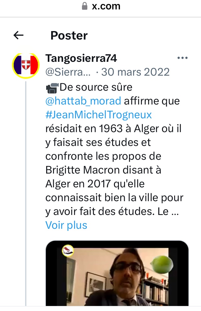crivan65's tweet photo. «de source sûre» et #MoradElHattab dans la même phrase, il y en a qui ne doutent de rien 😂😂😂 🤦♀️🤦♂️
1/ ce document n’a jamais été authentifié, mais admettons ! Il indique seulement que #JeanMichelTrogneux résidait à Alger en 1963 https://t.co/bko4iSdGGf