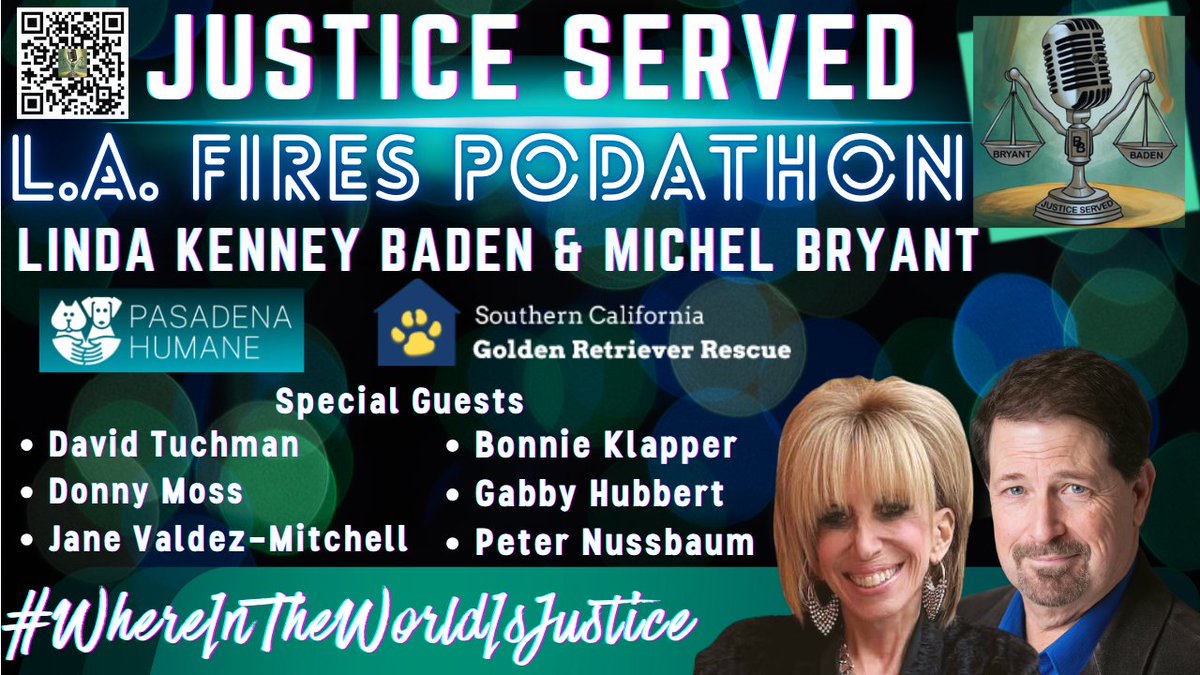 Missy_Mayhem's tweet photo. BIG SHOW THURSDAY 6PM ET❣️
@JusticeServedTV is hosting a Podathon benefiting the Pasadena Humane Society &amp; Southern California Golden Retriever Rescue. Special Guests @TuckonSports, @theirturn, @JVM, @KlapperBonnie &amp; @TamerlaineFAS join @KenneyBaden + @TheLegalEdge. Please share! https://t.co/KiHB9OjAl9