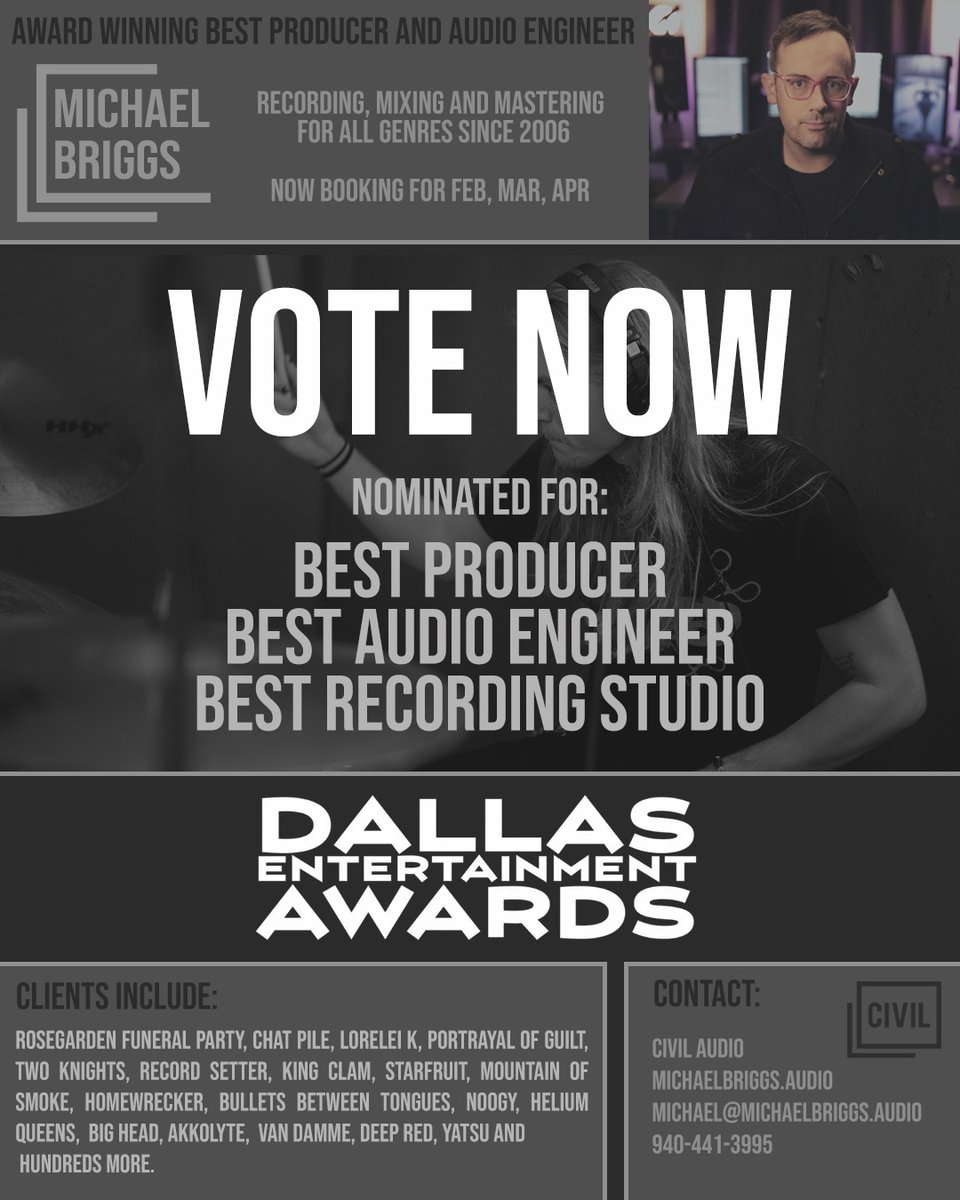 mbriggsaudio's tweet photo. Take a second and vote now? I appreciate it!
https://t.co/Q2YvHMuBD7 https://t.co/c3OpIqooU1