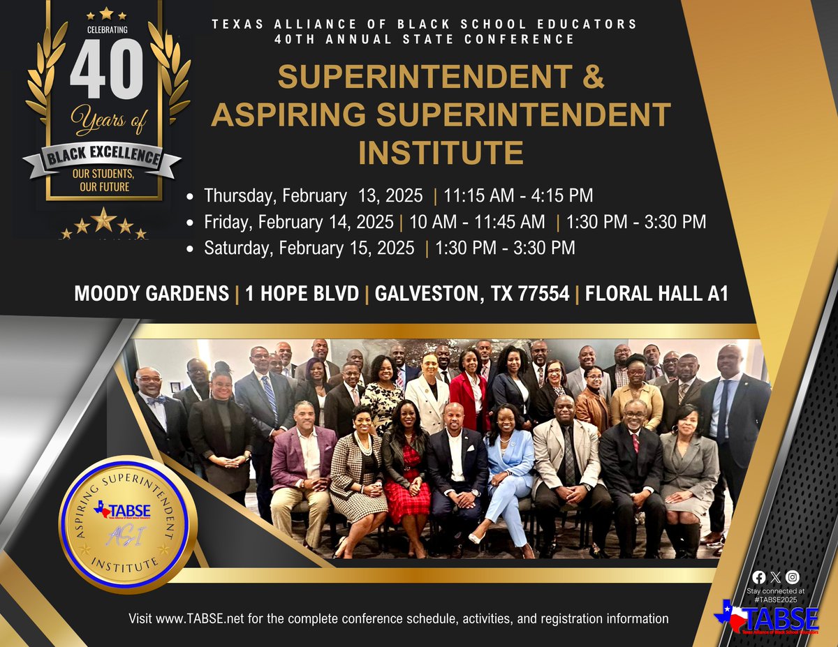 btckwoods's tweet photo. Get registered today!!!
40 years of excellence!
TABSE STATE CONFERENCE is next month and we want to see you there!!!
https://t.co/u372T8315y https://t.co/yhBuxIIB29