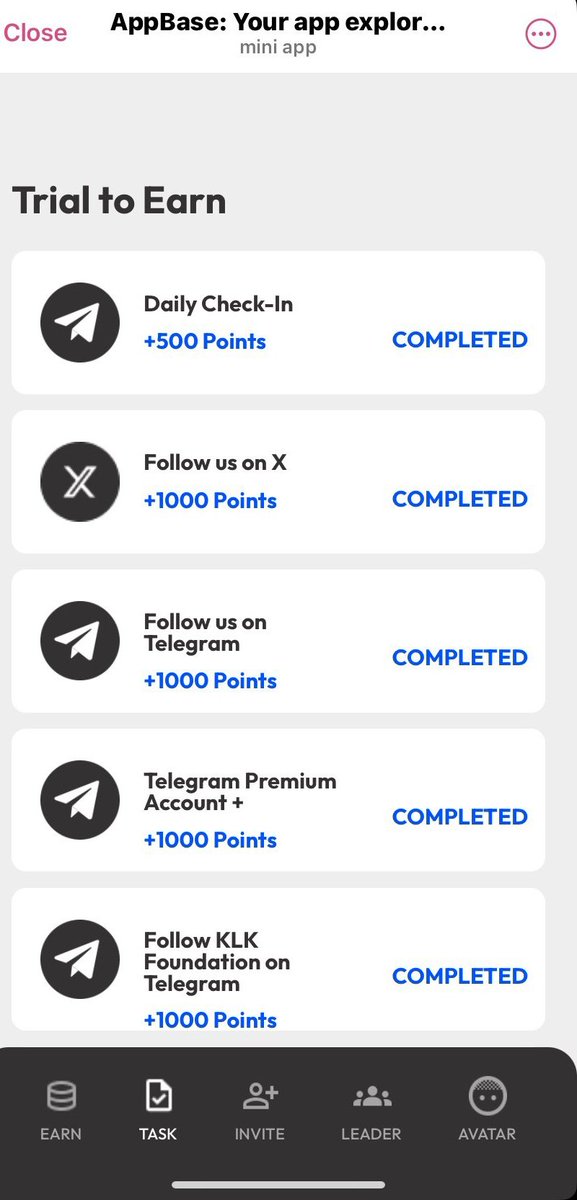 unusual_sammie's tweet photo. All task completed 🫡
Yes , #AppBase is an AI driven platform for discovering $TON mini-apps, engaging communities and earning through trial2Earn
Using #AppBase is a smart choice for anyone looking to enhance their experience with $TON mini-apps. The platform's AI-driven recommendations ensure that you discover apps tailored to your interests, making exploration effortless and enjoyable
The unique trial2Earn feature not only incentivizes you to try new apps but also allows you to earn rewards while doing so. Additionally, the user-friendly interface and diverse library of mini-apps make it accessible for everyone, regardless of technical skill.
I've reviewed #AppBase and I must say,
By choosing @AppBaseGlobal, you’re not just using a platform; you’re joining a dynamic ecosystem that rewards exploration and fosters community interaction.
Tagging
@cryptosaint140
@Web3__Baron
@OSuliton
All screenshot below ↓