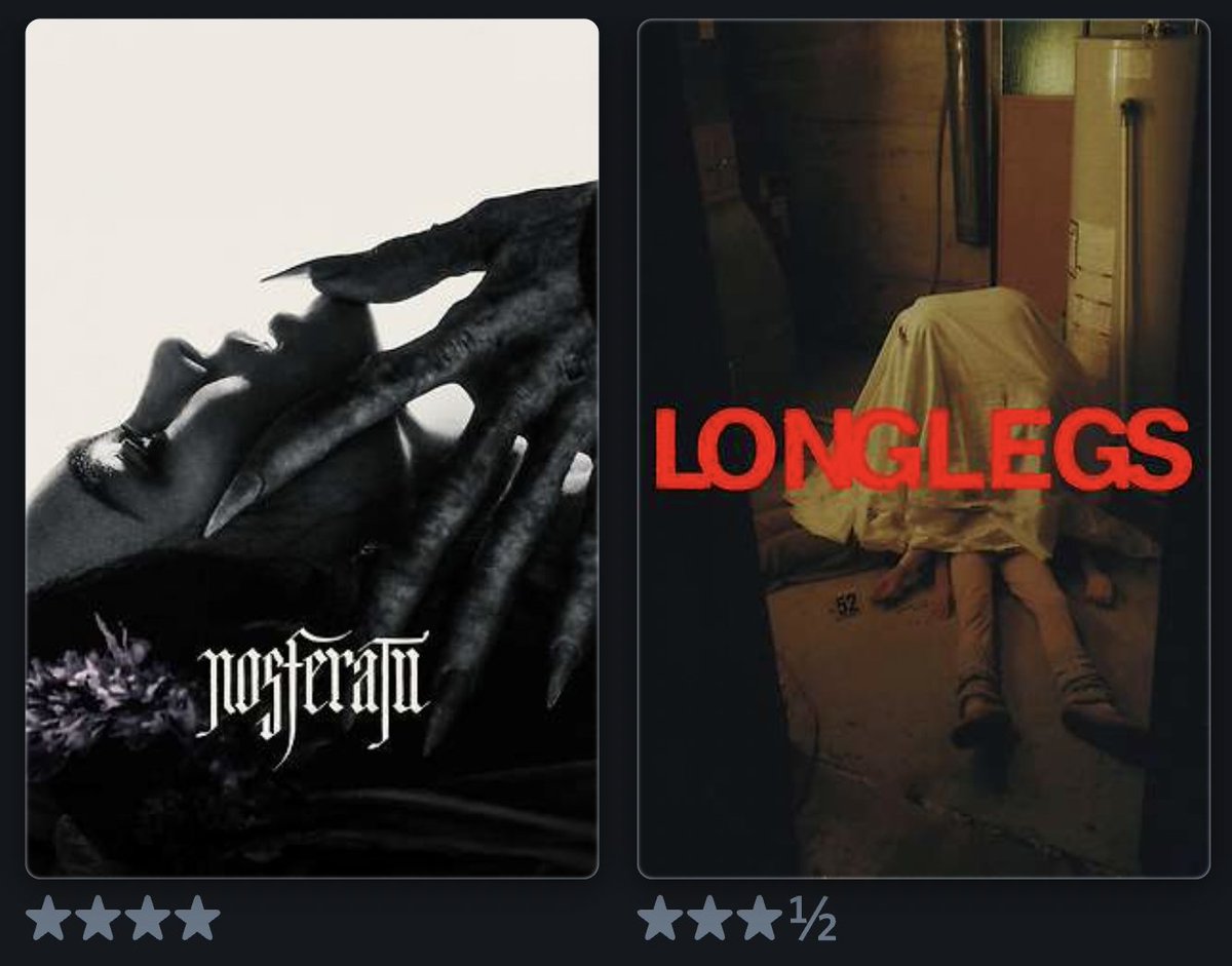 RichardSimpson1's tweet photo. Need to watch a Pixar movie or something! 😅 

Back to back evenings consuming these two. Both super impressive in their own way. But Nosferatu is really incredible.

Can't wait to see what Robert Eggers does next 🎬 https://t.co/WRDts25gAa