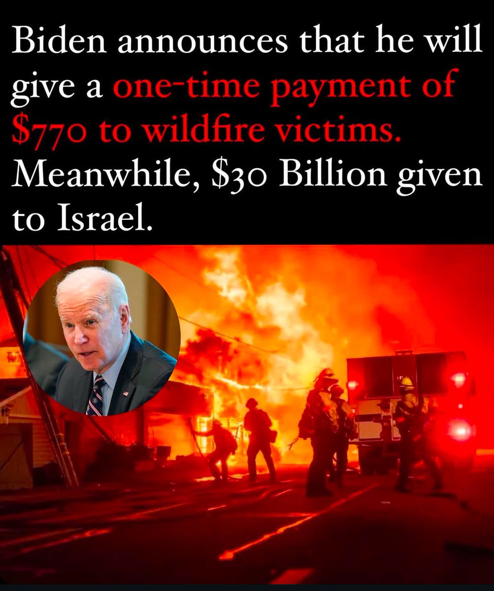Dear people of America and in particular LA . 
The irony . This is what the President  thinks you’re worth whilst spending billions on a genocide in Palestine on behalf of #Israhell