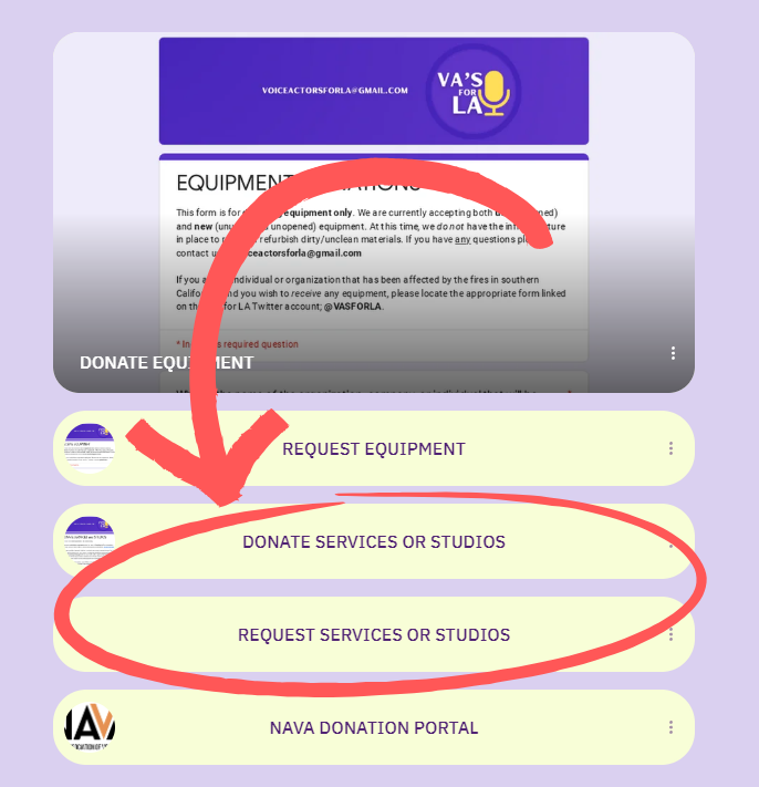 VASFORLA's tweet photo. 🎙️We are ✨ECSTATIC✨ to announce that we have added both SERVICES and STUDIOS to our offerings to individuals affected by the ongoing fires in LA!
To donate or request services or studio time, fill out the related form in our Linktree! https://t.co/aLr0iWa6ei https://t.co/CC3TK1eTYd