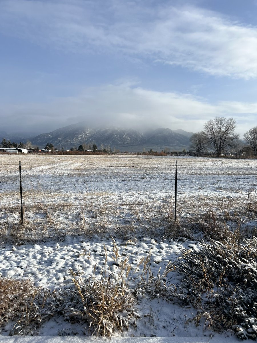 bisonstar's tweet photo. From behind the shop here in Taos. Finally some snow. ❄️ 🩵 https://t.co/VSCh66UcMK