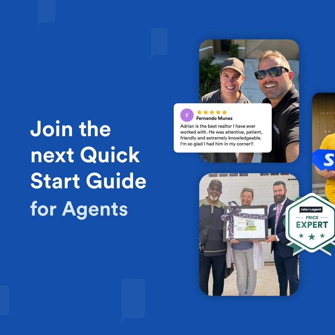 Maximize your RateMyAgent Pro account in 30 minutes!

⭐ Build trust with reviews
📣 Create a standout profile
⚡ Collect feedback fast
📊 Track your impact
✨ Explore new features

Join the next Quick Start Guide for Agents: bit.ly/4fY94Q1

#RateMyAgent #Pro #Guide #USA