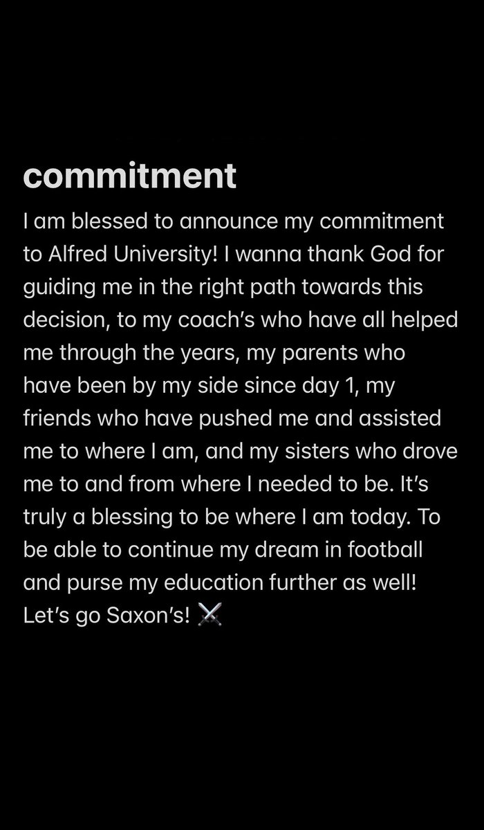 Mark Kimmel Jr † (@markkimmeljr1) on Twitter photo Blessed to announce my commitment to <a href="/AUSaxonFootball/">Alfred U Football</a>! Let’s go Saxons!⚔️
<a href="/MaccusD/">Maccus Dinsmore</a>
<a href="/Coach_Rankl/">Bob Rankl</a>
<a href="/Coach_Bailey2/">Curtis Bailey</a>
<a href="/coachmason4/">Coach Mason</a> <a href="/Elitewarrior941/">Elitewarrior94</a> <a href="/VinnyLePre/">Vinny LePre (Next Play Sports Performance)</a> Blessed to announce my commitment to <a href="/AUSaxonFootball/">Alfred U Football</a>! Let’s go Saxons!⚔️
<a href="/MaccusD/">Maccus Dinsmore</a>
<a href="/Coach_Rankl/">Bob Rankl</a>
<a href="/Coach_Bailey2/">Curtis Bailey</a>
<a href="/coachmason4/">Coach Mason</a> <a href="/Elitewarrior941/">Elitewarrior94</a> <a href="/VinnyLePre/">Vinny LePre (Next Play Sports Performance)</a>