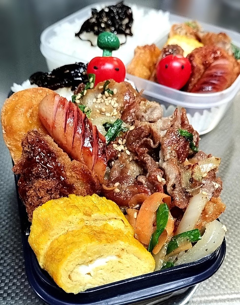 *´∀︎`)/おはようございます
今日の #お弁当 🍅🍅🥦
ゴマ塩だれ焼肉弁当です