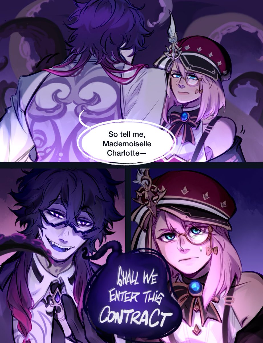 CakerollK's tweet photo. [genshin oc] the contract- will she take the bait? https://t.co/B5XPSzCvam