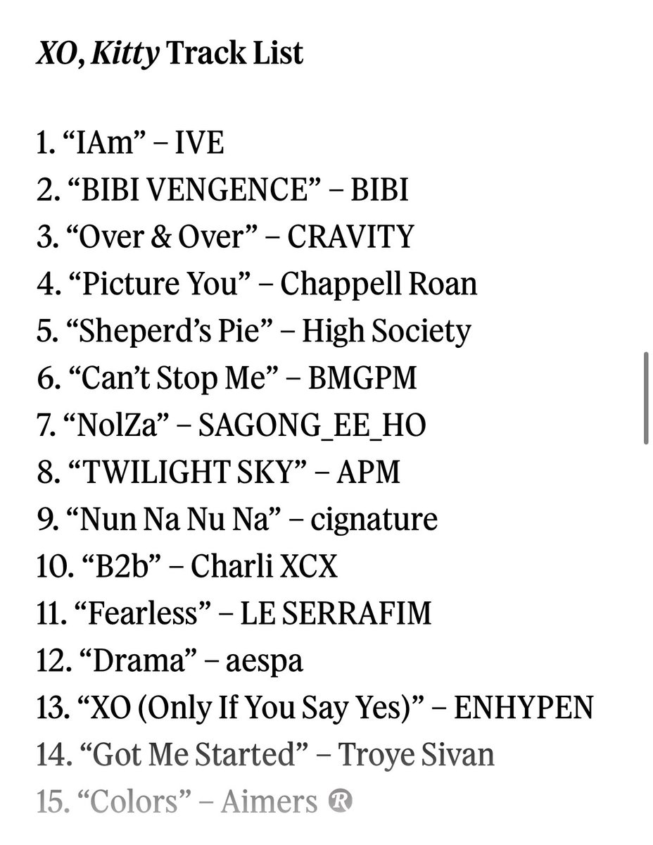 EN7ernally's tweet photo. omgggg xo by enhypen is included on the tracklist for xo, kitty season two 😳🤍 https://t.co/tqtm0H7zu1