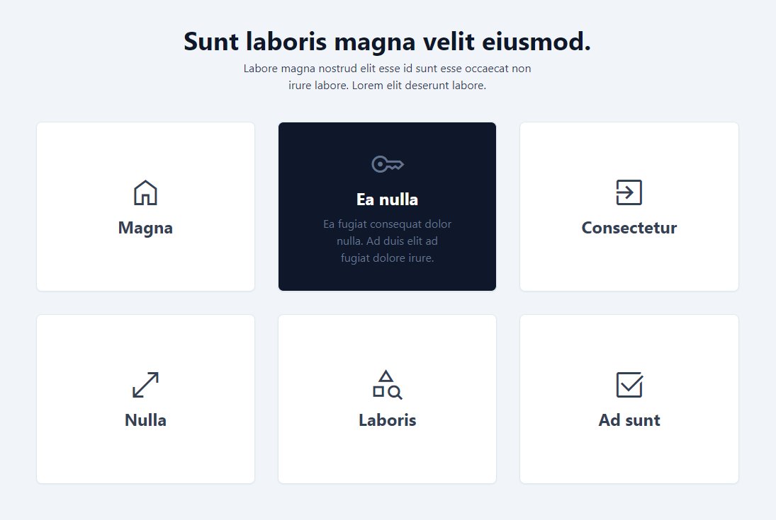 elitelogomaker's tweet photo. Features section consisting of a grid of 6 items with titles, icons, and a short description, this component was created with Tailwind CSS. https://t.co/tVaTGnPMwk