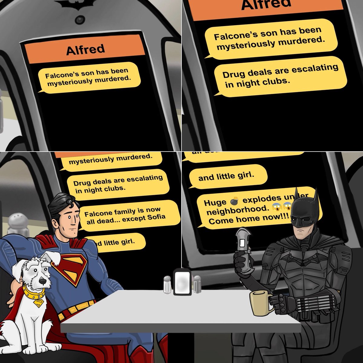 DCFilmNews's tweet photo. Batman ignoring texts related to the events from ‘THE PENGUIN’ 😂 

@TheHISHEdotcom never disappoints

[https://t.co/xsgTaRjcl1] https://t.co/1KkX2VsYkF