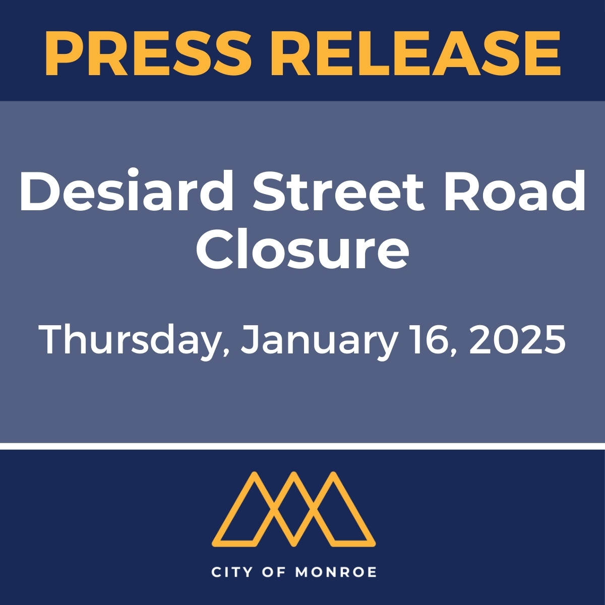 FOR IMMEDIATE RELEASE - Desiard Street Road Closure

Read the full press release here: bit.ly/4fTsQvP