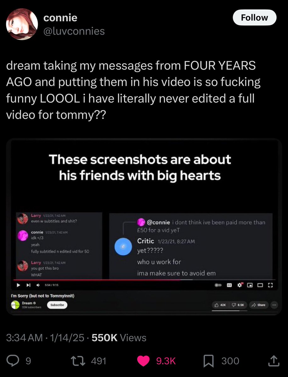 howtypxcal's tweet image. a bunch of tommy’s past editors IMMEDIATELY came to debunk this insane accusation AS WELL AS prove that the evidence that dream shows in his video is cropped SEVERELY out of context. 

video vs full screenshot
