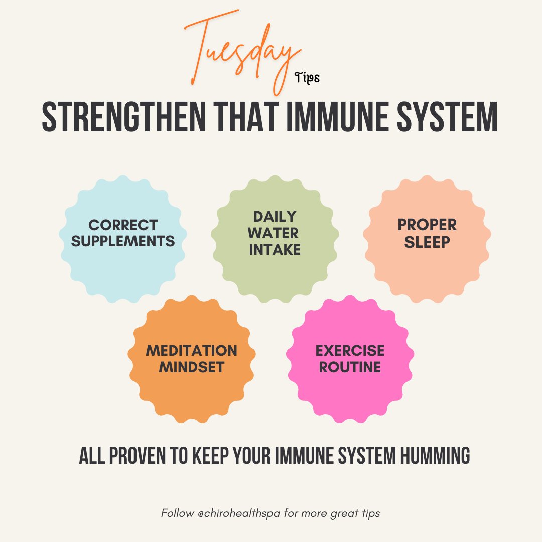 chiroramsey's tweet photo. Tuesday TIP!
Making sure all these elements are addressed and balanced is proven to keep your immune system on point. Take a minute and see which areas you need to improve and lets do this!
#tuesdaytip #chstips #chirotips #drslabriola #immunesystem #healthyhabits #weloveourp ... https://t.co/Op6q9ntGUb