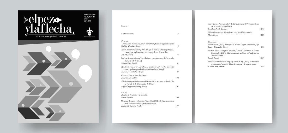 Año nuevo, volumen nuevo
Con mucho gusto les presentamos el Vol. 5, núm.11, de El Pez y la Flecha. Revista de Investigaciones Literarias.
Te invitamos a consultarla en el siguiente enlace: elpezylaflecha.uv.mx/index.php/elpe…