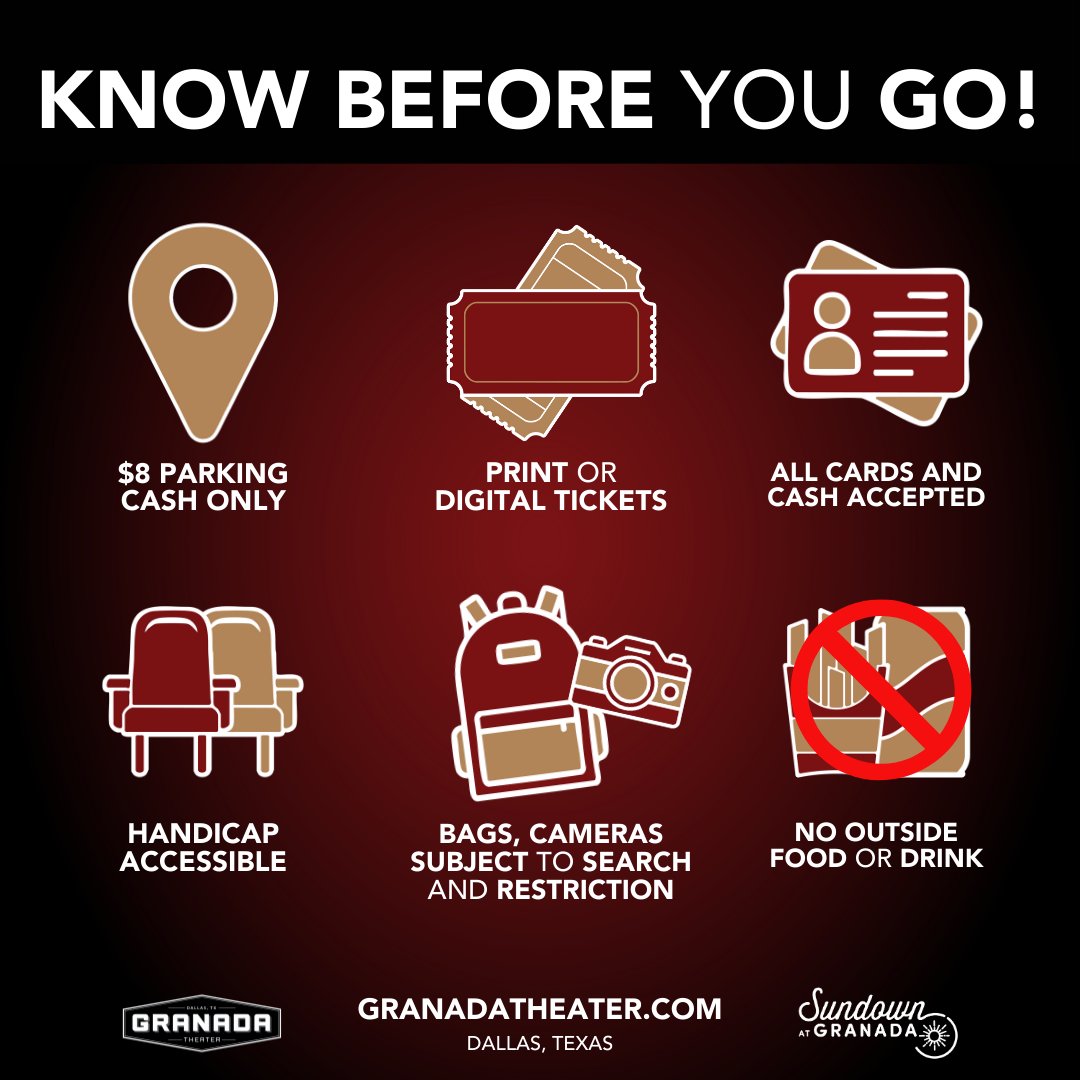 granadatheater's tweet photo. 🎸Ready to catch a show with us in Dallas?
Check out our updated FAQ for shows at Granada Theater and @sundowndfw!

For a full FAQ, visit https://t.co/1TrOho70OH https://t.co/vGyqSyskPS