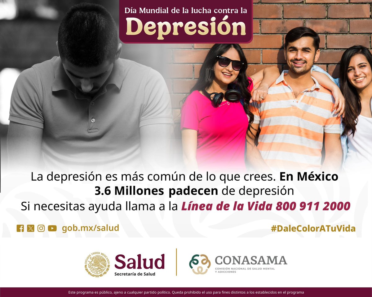 conasamamx's tweet photo. La #Depresión es más común de lo que se cree, pero a veces el silencio impide buscar ayuda. No estás solo/a. En la @conasamamx, @LineaDe_LaVida 800 911 2000 estamos para escucharte. #TeEscuchamos https://t.co/S35Vo3zHe2