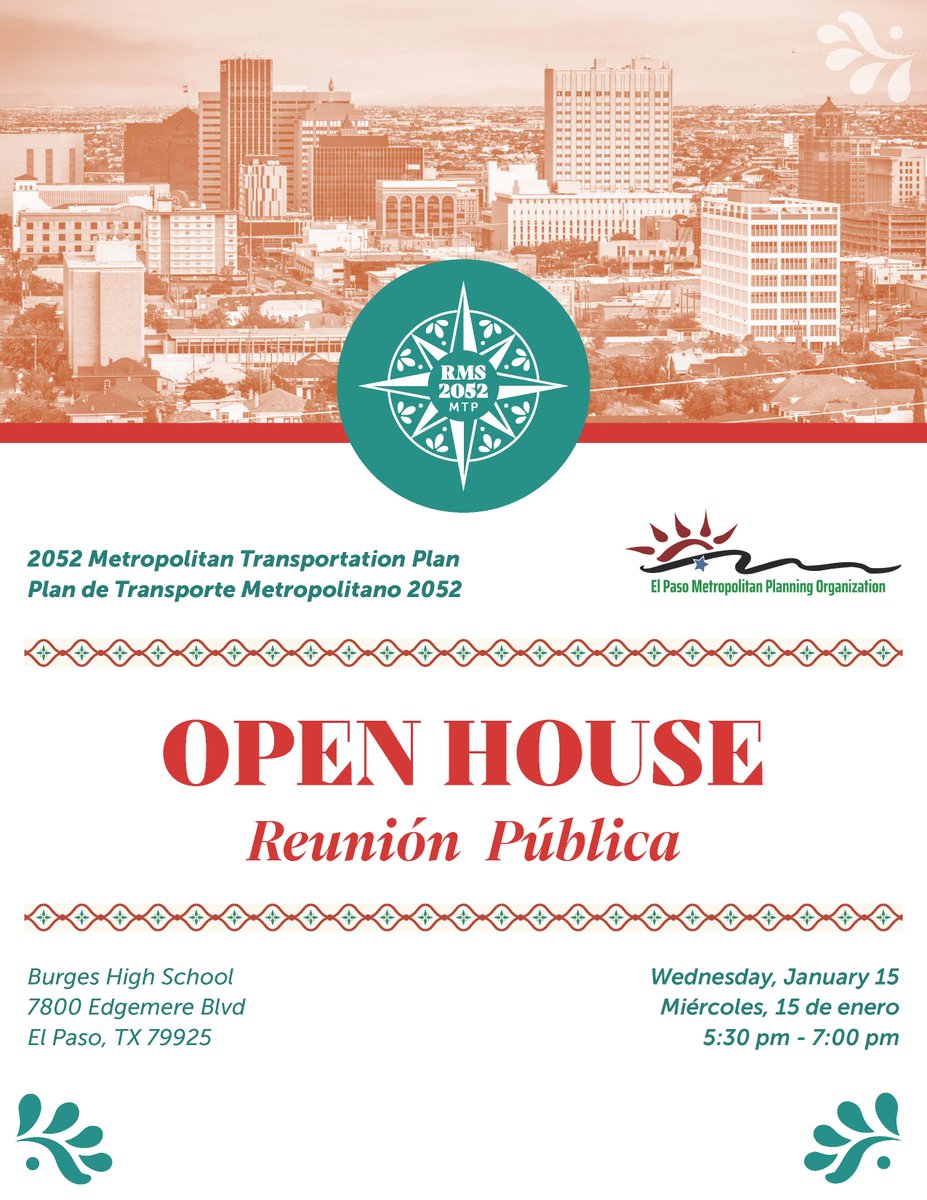 Join us for a Public Open House to learn more about the 2052 Metropolitan Transportation Plan (MTP). Your feedback will guide future transportation initiatives in our region. 

Share your input, ask questions, and shape the future of our transportation system.
