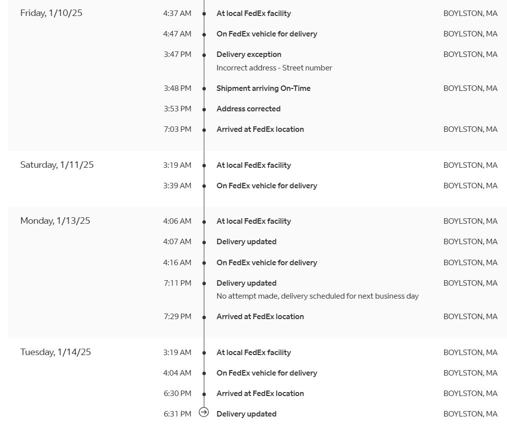 IsolAntagonist's tweet photo. I have never seen @FedEx have so much trouble delivering a single package.  It's been on the truck 5 days in a row to be delivered last minute nope...never mind https://t.co/DBlVIvB6Qn