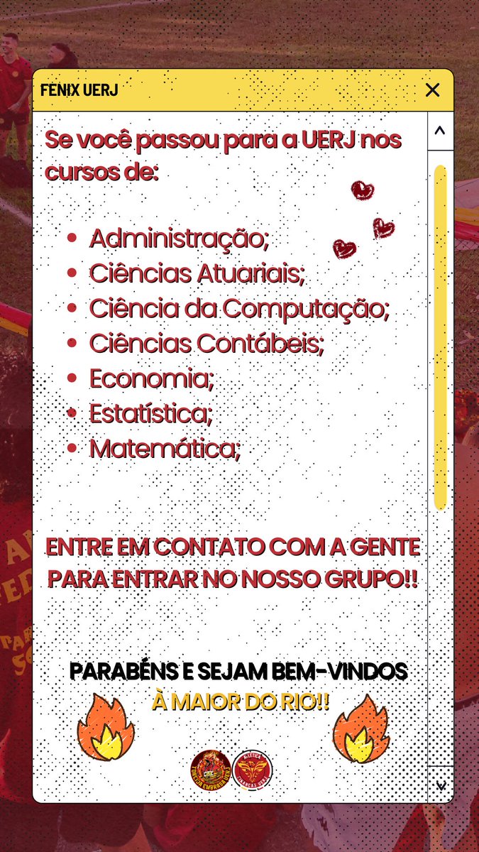 eu_manumelo's tweet photo. conhece alguém ou passou para algum desses cursos da UERJ? 

Administração, Ciências Contábeis, Ciências Atuariais, Economia, Ciência da Computação, Matemática e Estatística

sejam bem-vindos! me chamem na dm pra eu enviar o link do grupo de calouros ❤️‍🔥 https://t.co/deEclcePOm